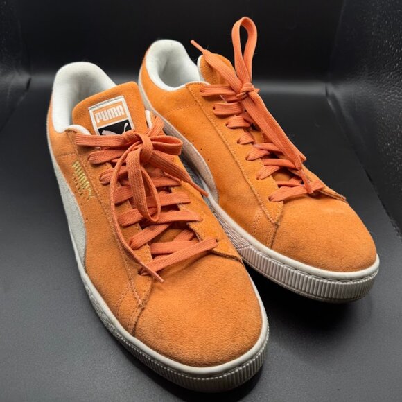 Puma Suede Classic Men’s Size 12 Orange/White Low Top Sneakers - Picture 1 of 3